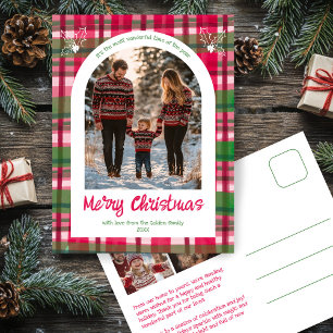 Waterverf Plaid Christmas Custom Arch 3 Foto Feestdagenkaart