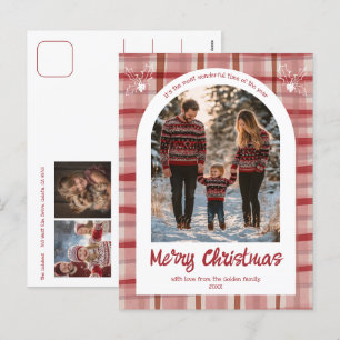 Waterverf Plaid Christmas Custom Arch 3 Foto Feestdagenkaart