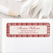 Waterverf Plaid Christmas CUSTOM Retouradres Etiket (Insitu)