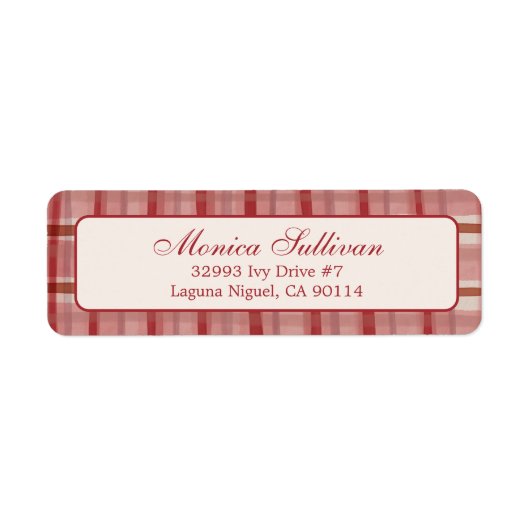 Waterverf Plaid Christmas CUSTOM Retouradres Etiket (Voorkant)