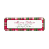 Waterverf Plaid Christmas CUSTOM Retouradres Etiket (Voorkant)