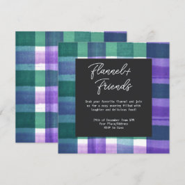 Waterverf Plaid Flannel & Friends Kerstfeest Kaart
