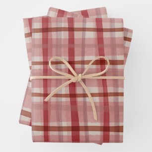 Waterverf Plaid Hand-Drawn Modern Rustic Preppy Inpakpapier Vel