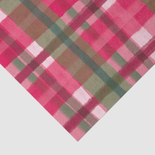 Waterverf Plaid Hand-Drawn Modern Rustic Preppy Tissuepapier (Detail)