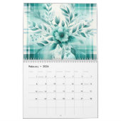 Waterverf Plaid Patterns and Flowers 2026 Kalender (Feb 2026)
