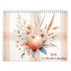 Waterverf Plaid Patterns and Flowers 2026 Kalender