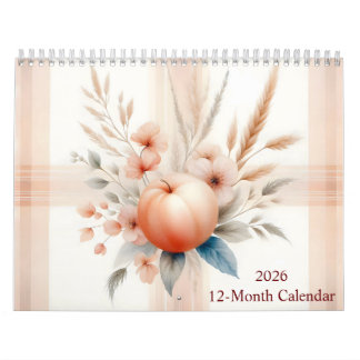 Waterverf Plaid Patterns and Flowers 2026 Kalender