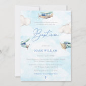Waterverf Planes Sky Clouds Boy Baptism Party Kaart (Voorkant)