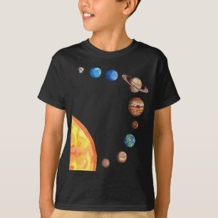 Waterverf Planeten Zon Aarde Mars Jupiter Saturnus T-shirt