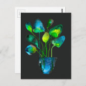 Waterverf plant groen en blauw abstract briefkaart (Voorkant / Achterkant)