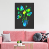 Waterverf plant groen en blauw abstract canvas afdruk (Insitu (Woonkamer))