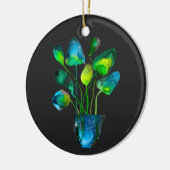 Waterverf plant groen en blauw abstract keramisch ornament (Links)