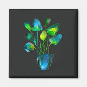 Waterverf plant groen en blauw abstract magneet (Voorkant)