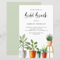 Waterverf Planten Bridal Brunch Uitnodiging