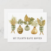 Waterverf Planten Nieuwe adreswijziging Aankondigi Aankondigingskaart (Voorkant / Achterkant)