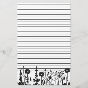 Waterverf Planten Wildflowers Black Lined Briefpapier