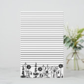 Waterverf Planten Wildflowers Black Lined Briefpapier (Staand voorkant)