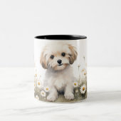 Waterverf poedel in madeliefjes tweekleurige koffiemok (Center)