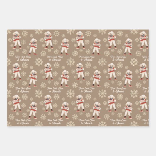 Waterverf Poedel Snowflake Custom Christmas Inpakpapier Vel (Voorkant 2)
