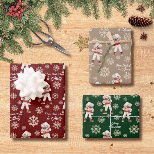 Waterverf Poedel Snowflake Custom Christmas Inpakpapier Vel