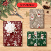 Waterverf Poedel Snowflake Custom Christmas Inpakpapier Vel