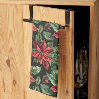 Waterverf Poinsettia bloem kerst Theedoek