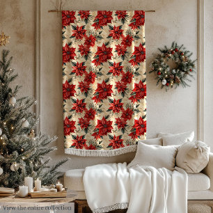 Waterverf Poinsettia Deken Rustieke Kerstmis