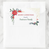 Waterverf Poinsettia Flower Holly Kerstmis Rechthoekige Sticker (Tas)