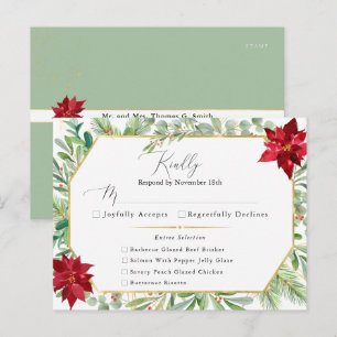 Waterverf Poinsettia Holiday Wedding RSVP Briefkaart