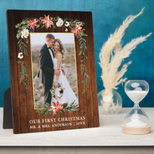 Waterverf Poinsettia Hood Onze eerste kerst Fotoplaat