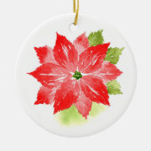 Waterverf Poinsettia Keramisch Ornament (Voorkant)