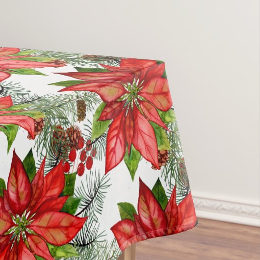 Waterverf Poinsettia Kerstmis Tafelkleed (Voorbeeld)