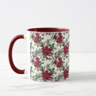 Waterverf Poinsettia Patroon Mok