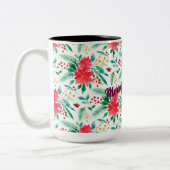 Waterverf poinsettia patroon tweekleurige koffiemok (Links)