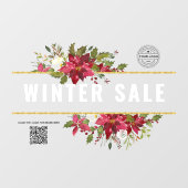 Waterverf poinsettia winterraam decal (Vel)