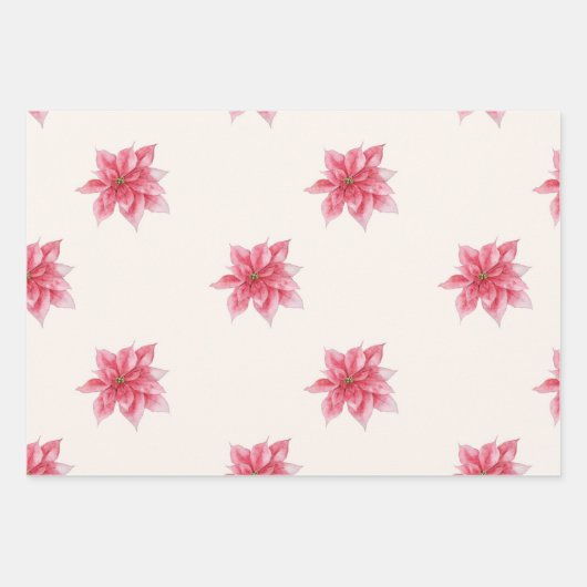 Waterverf Poinsettia Wrapping Paper Set (Voorkant)