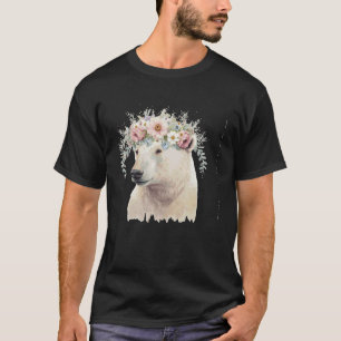 Waterverf Polar Beer Flower Crown Boho esthetics T-shirt