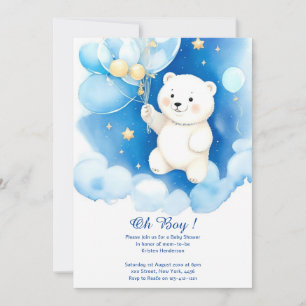 Waterverf Polar Beer Jongen Baby shower Uitnodigin Kaart