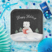 Waterverf Polar Beer met warme cacao Papieren Bordje (Feest)