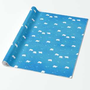 Waterverf Polar Beer Pattern in Blue Cadeaupapier