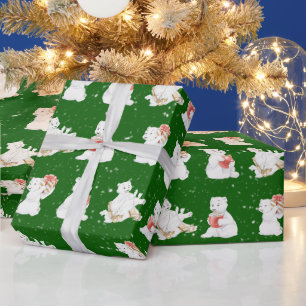 Waterverf Polar Beren in sneeuwvlokken Cadeaupapier