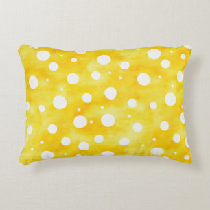 Waterverf Polka Dot - Aardgeel en wit (2) Accent Kussen