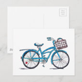 Waterverf Polka Dot Bicycle Briefkaart (Voorkant / Achterkant)