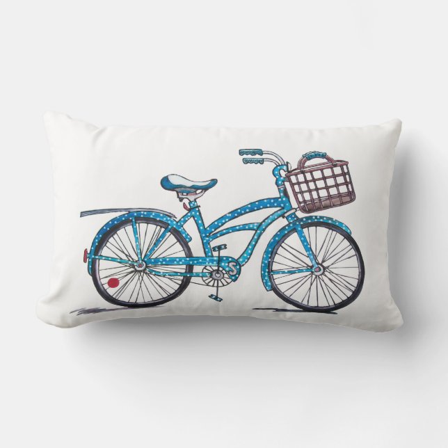 Waterverf Polka Dot Bicycle Kussen (Voorkant)