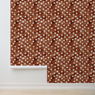 Waterverf Polka Dot in koffiebruin en wit Behang