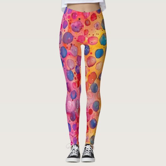 Waterverf Polka Dot Leggings (Voorkant)