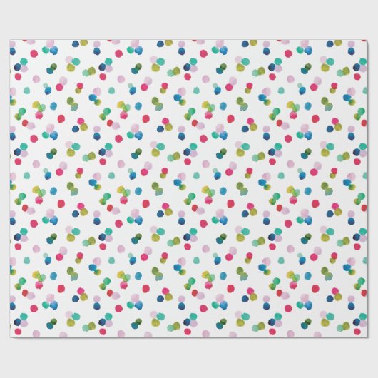 Waterverf Polka Dot Poms Wrapping Papier (Vlak)