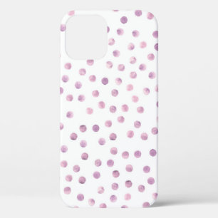 Waterverf polka stippen, roze geometrische achterg iPhone 12 hoesje