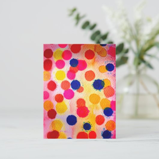 Waterverf polka stipt schattige cirkels briefkaart (Staand voorkant)
