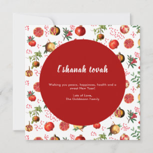 Waterverf Pomegranate Fruit Pattern Rosh Hashanah Feestdagenkaart